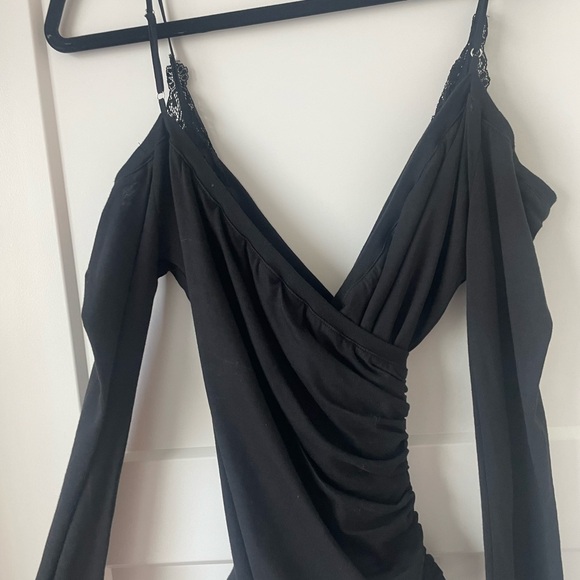 Cami NYC SONATA too, black cotton, cold-shoulder, with lace, size Small - Picture 4 of 6